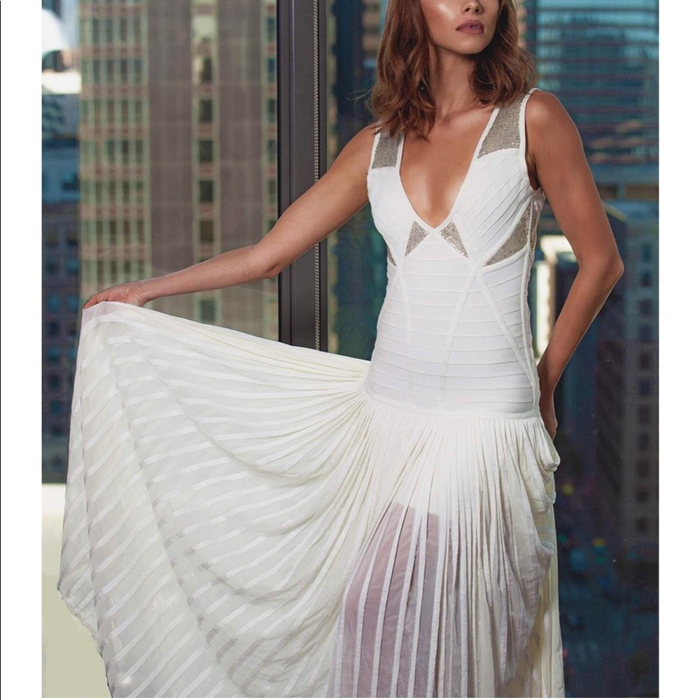 Herve Leger Aloissa Beaded Sleeveless Gown